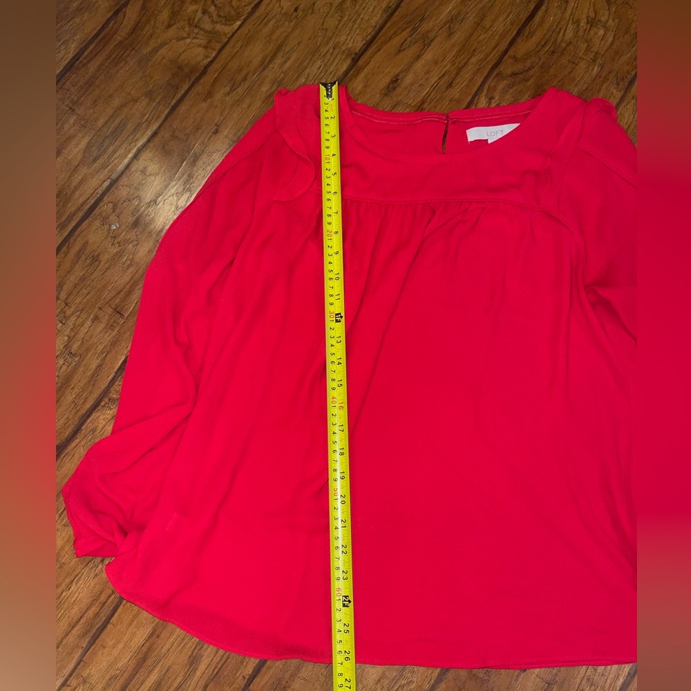 LOFT Vibrant Red long sleeve Blouse top shirt size large - Picture 3 of 6